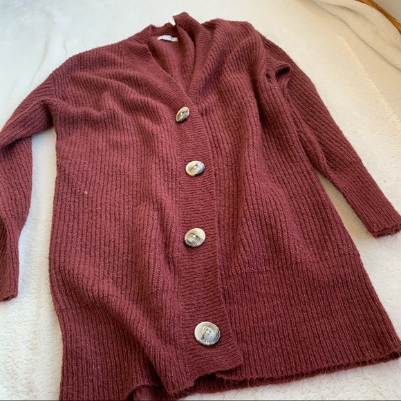 Garage Burgundy Ribbed Cardigan - Picture 5 of 7